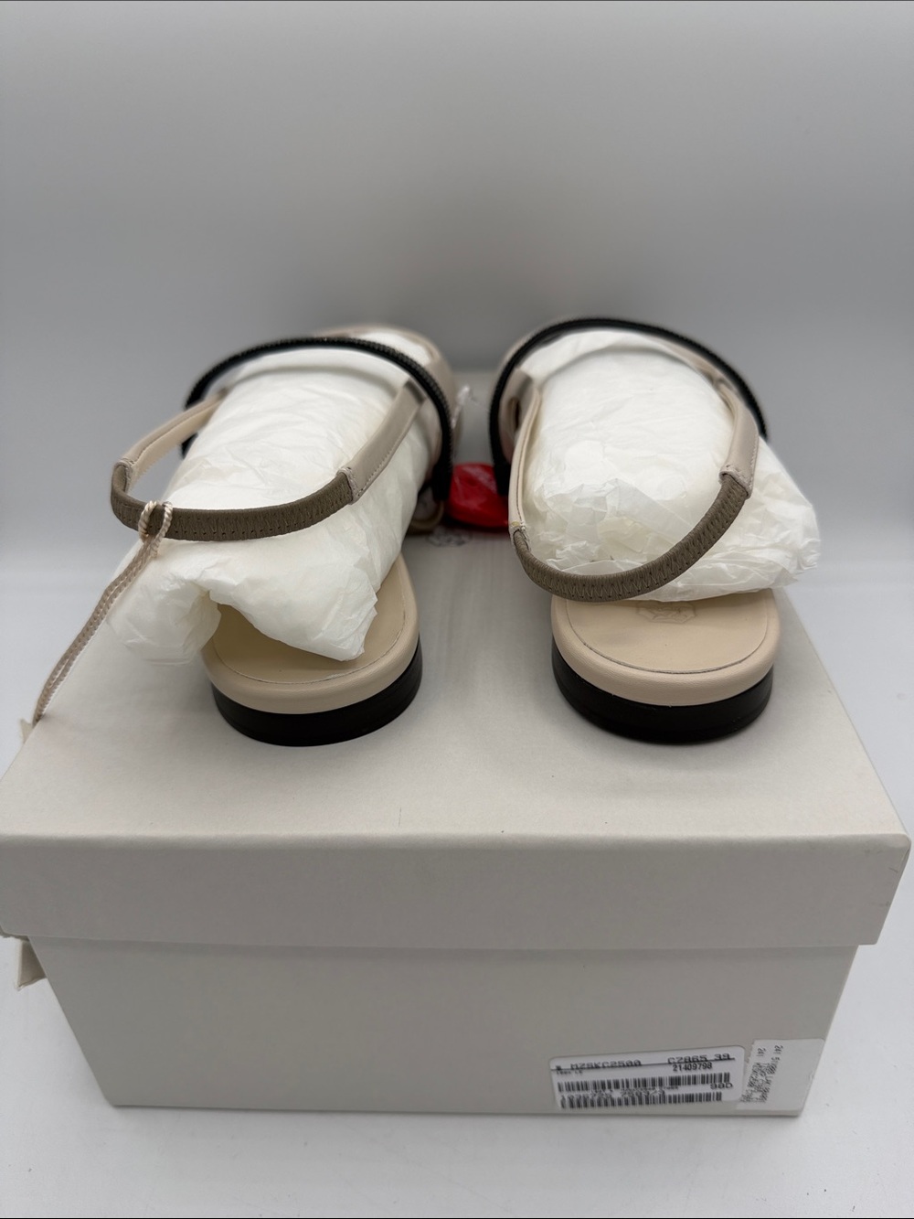 Brunello Cucinelli Monili Slingback Leather Ballet Flats White Size 39 EU / 9 US - Picture 9 of 11
